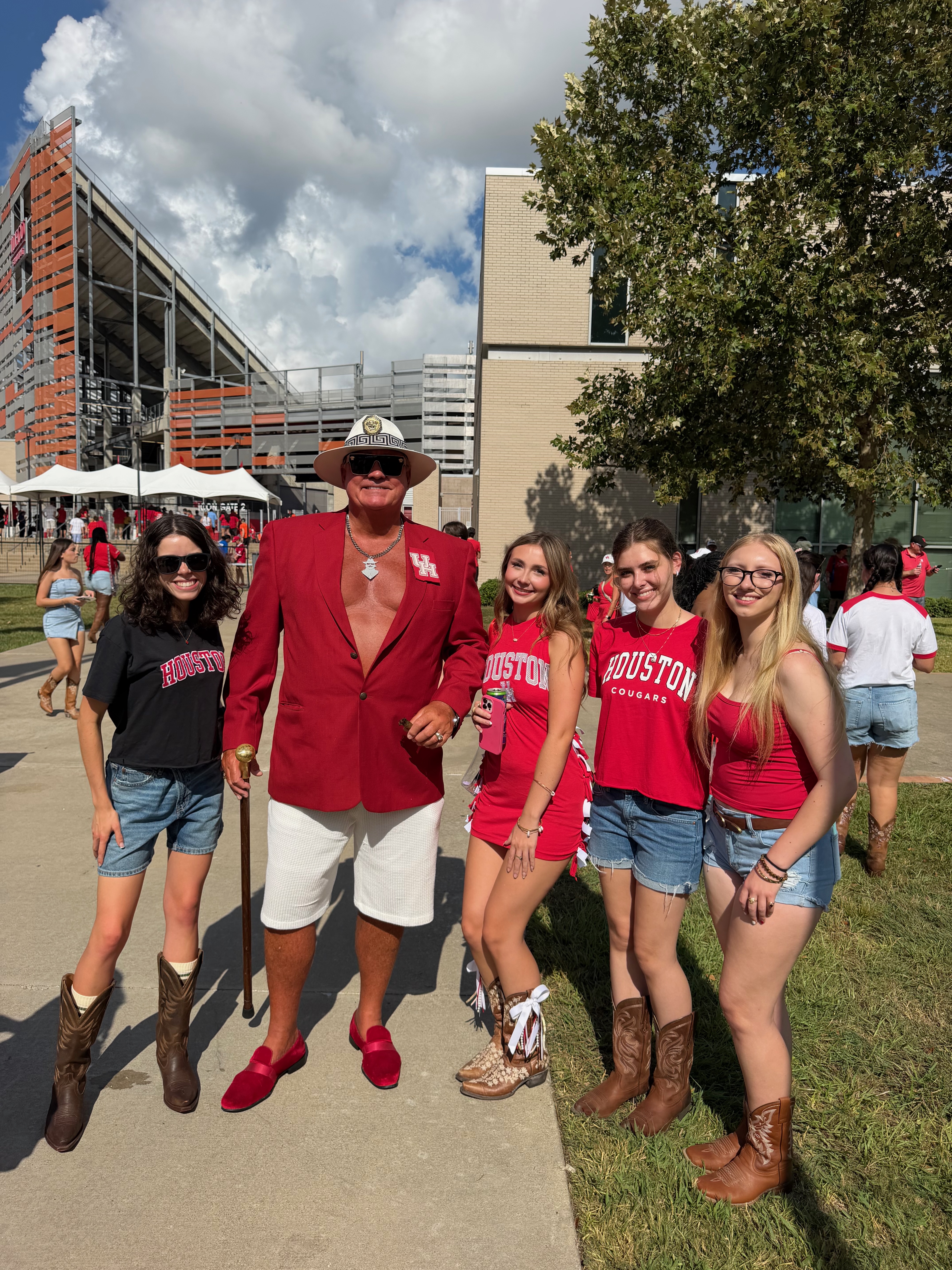 Phil with Houston Cougars fans outside the stadium